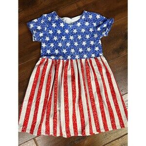 Paige’s Pretties Girls Size 12 Patriotic Stars and Stripes Knit Dress!